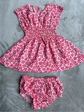 Kate Spade Baby Girl 6 Months Floral Dress With Bloomers White Pink Short Sleeve